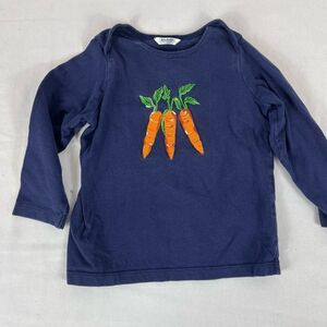 Baby Boden Navy Embroidered Carrot Top Long Sleeve Shirt 18 24 Months